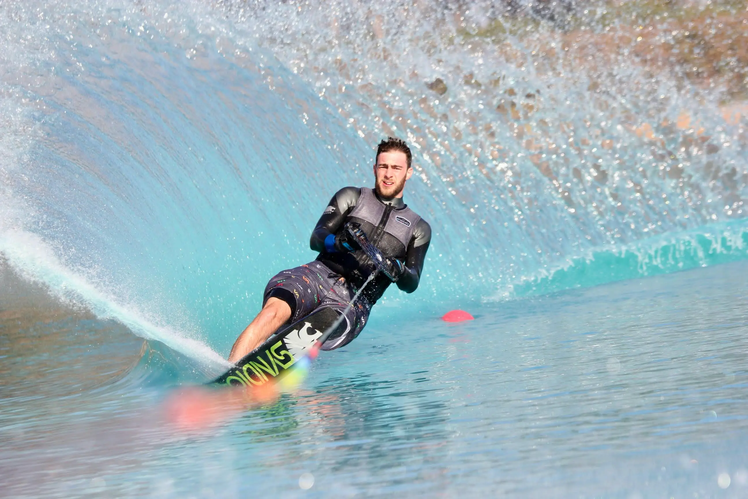 Jon turning a buoy with big spray
